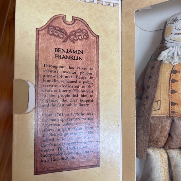Hallmark Benjamin Ben Franklin Bicentennial Doll Vintage Cloth Toy Original box - Picture 4 of 10